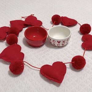 Set of Two Small Ceramic Valentine/Heart Bowls